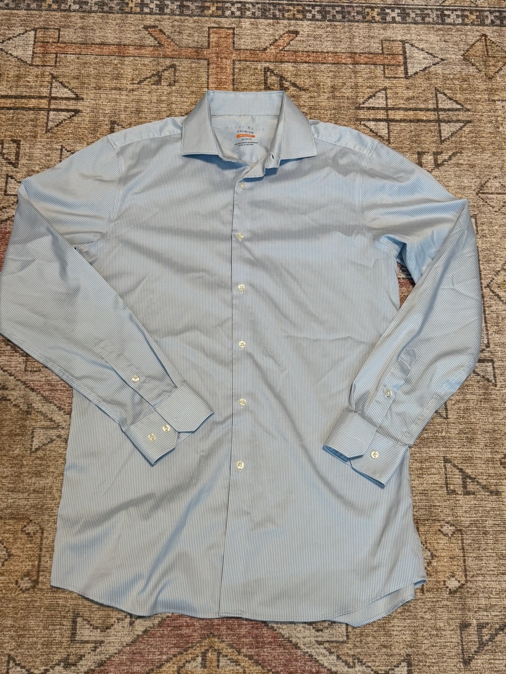 Perry Ellis Light Blue Premium Tech Pinstripe Dress Shirt